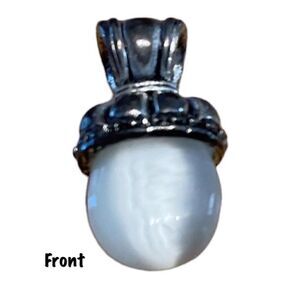 Vintage Pendant with Silver Setting and Opaque White Stone